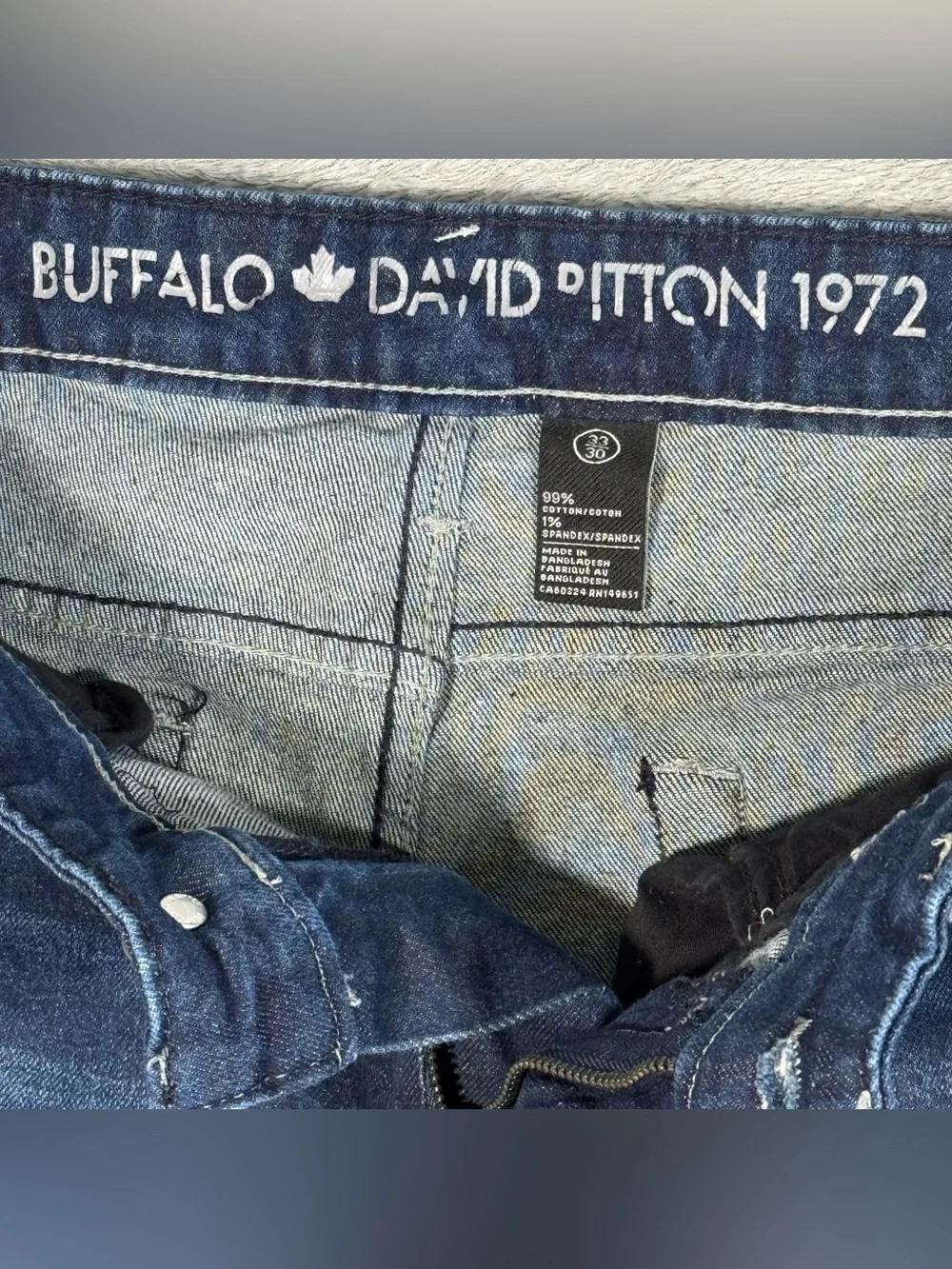 Buffalo David Bitton Ash-X Mens Jeans 33x30 Slim Stretch Dark Wash Distressed